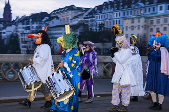 Dressed-up musicians at the Morgenstraich