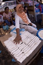 Woman selling soybean products