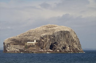View of volcanic Plug Island and the sea