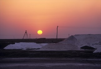 Sun rise over salt heap on the way to Bhavnagar