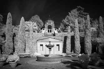Fountain in front of Belvedere in Moorish style