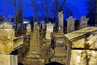 Jewish cemetery at night