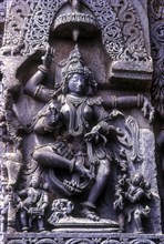 12th century statue of Natya Saraswathi in Hoysaleswara temple at Halebid or Halebidu