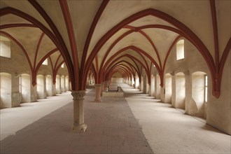 Monks' Dormitory with cross vault in the UNESCO Eberbach Monastery in Eltville
