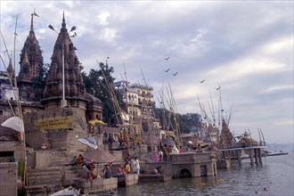 Manikarnika ghat holiest place for Hindu to burning dead body at river Ganges