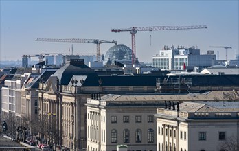 View from the roof terrace of the City Palace to the dome of the Reichstag building and the German Museum