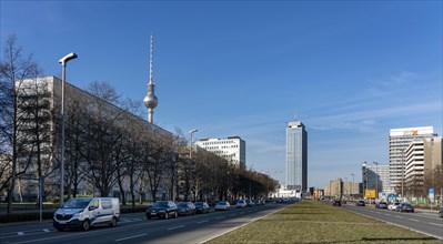 Architecture in Karl-Marx-Alle with view towards Alexanderplatz