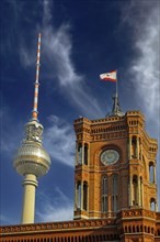Tower of the Red City Hall and the Berlin TV Tower
