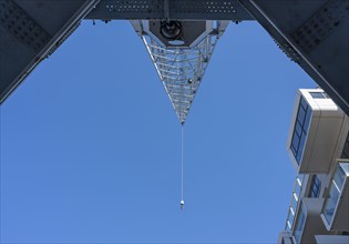 Snap hook on an industrial crane