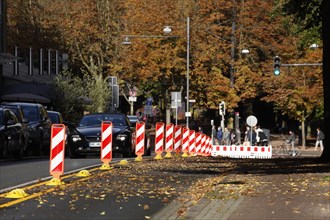 Barrier on a street in autumn