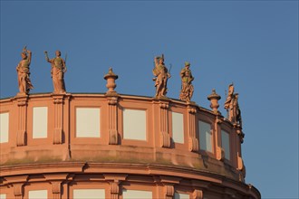 Figures on the roof of the baroque castle in Biebrich