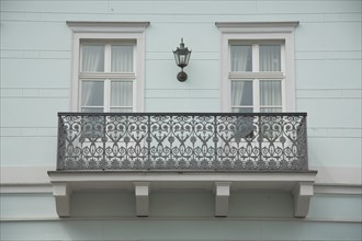 Artful railing and wrought-iron work on the balcony of Haus Reiss in Bad Soden