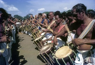 Musicians in Pooram festival at Thrissur