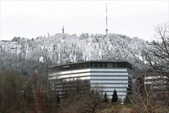 Credit Suisse building with Uetliberg
