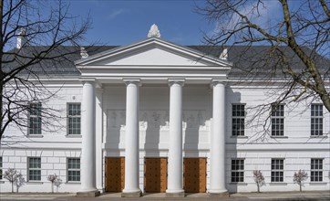 The theatre in the classicist architectural style in Putbus on the island of Ruegen