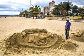 Wild animals made of sand at the Durban Stand
