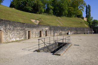 Entrance stairs to basement cellar Arenakeller of historic Roman amphitheatre of Trier Treverorum Augusta