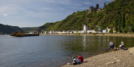 The Rhine at Loreley Harbour with a view of Katz Castle