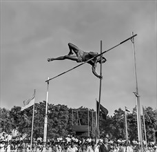 South Asian Indian athlete performing Pole Vault in Madurai