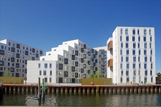 Modern architecture with high-rise buildings at the harbour of Odense