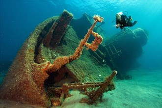 Diver at shipwreck