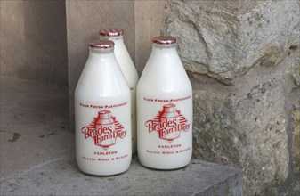 Milk bottles on the doorstep
