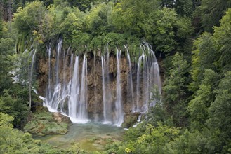 View of the waterfall in the lake