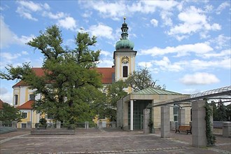 Baroque St. John's Church from Lammplatz in Donaueschingen