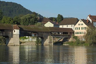 Historic wooden bridge over the Rhine in Bad Saeckingen