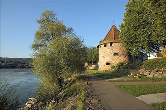 Historic Gallus Tower on the Rhine in Bad Saeckingen