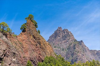Rock peaks in the volcanic caldera of the Caldera de Taburiente National Park