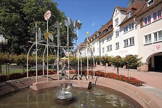 Ornamental fountain at the market place in Freudenstadt