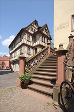 Stairs to the County Museum and half-timbered house in Wertheim Main