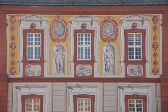 Mock painting Trompe-l'oil on the facade of the baroque castle