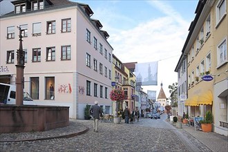 View from the market place in main street in Endingen