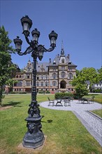 Lieser Castle built 1885 Historicism with garden and candelabra in Lieser