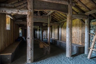 Interior of a reconstructed Viking longhouse