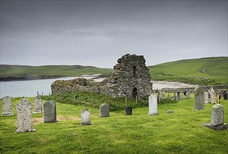 The derelict church and graveyard of St Olaf's Kirk