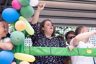 Green politician Ricarda Lang on a float in the CSD parade