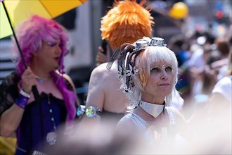 Transvestites take part in the CSD Paarade