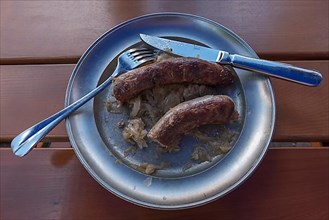 Pewter plate with Franconian sausages