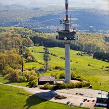 View of Koeterberg telecommunications tower and transmission masts from above
