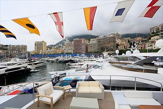 Deck of a yacht flagged over the tops at Port Hercule