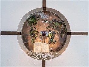 Wall cross with glass globe