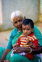 Grandmother and Granddaughter in Kalpathy near Palakkad