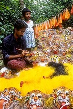 Making pulikali mask in Thrissur or Trichur