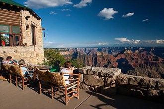 Guests of Grand Canyon Lodge watching sunset