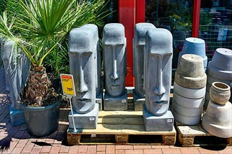 Easter Island heads and plant pots