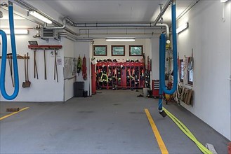 Empty fire station after fire alarm