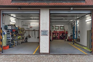 Empty fire station after fire alarm